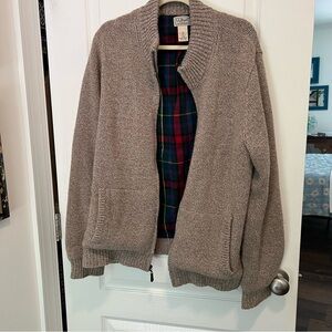 Vintage L.L. Bean Men's Tan pure wool Sweater cotton flannel lined size large